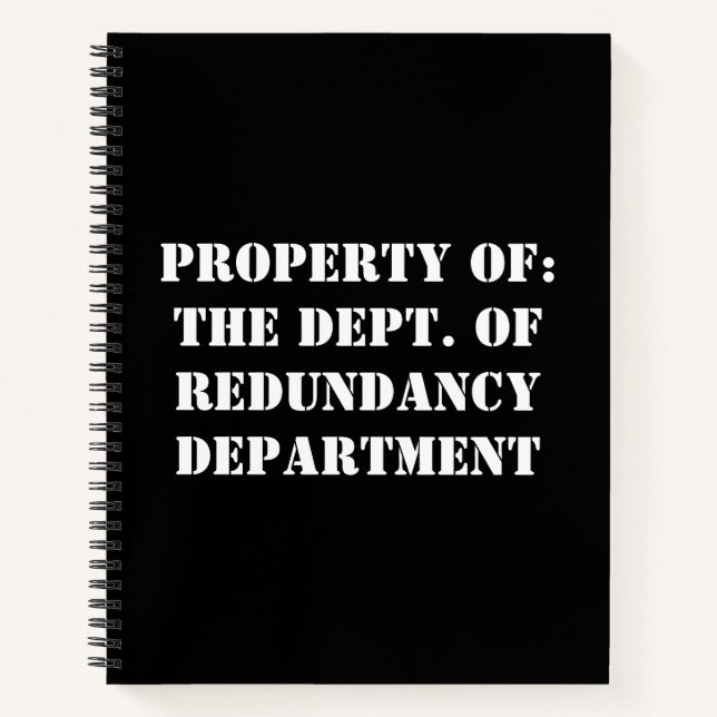 Cuaderno Propiedad del Departamento de Redundancia (Anverso)