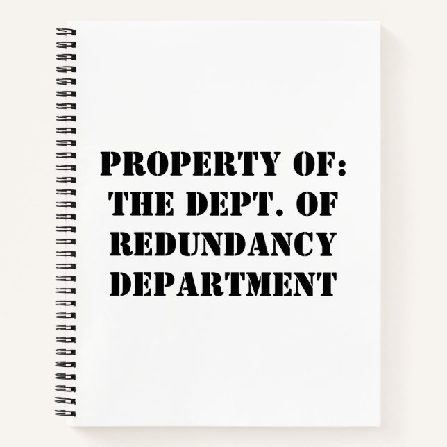 Cuaderno Propiedad del Departamento de Redundancia (Anverso)
