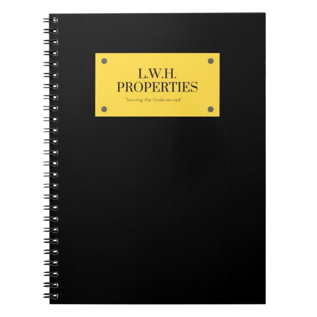 Cuaderno Propiedades de L.W.H., monograma de LLC (Frente)