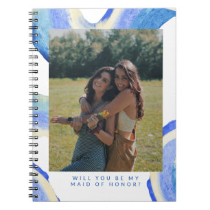 Cuaderno Propuesta de Dama de Honor con Foto de Remolino Az