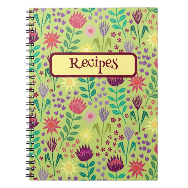 Cuaderno Protea Bloque Floral Imprimir Millefleur verde ale (Frente)