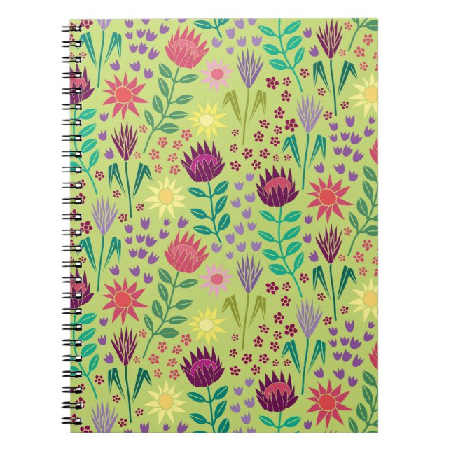 Cuaderno Protea Bloque Floral Imprimir Millefleur verde ale (Frente)