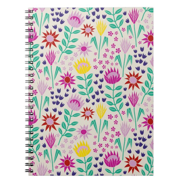Cuaderno Protea Floral Block Print Millefleur Luces (Frente)