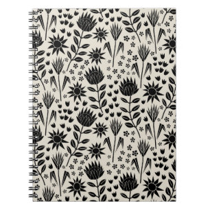 Cuaderno Protea Floral Block Print Millefleur Ropa negra