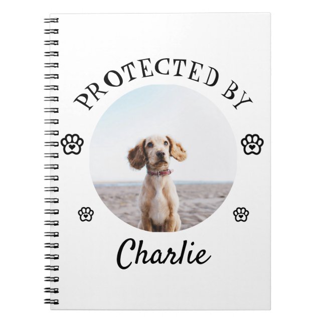 Cuaderno Protected By Dog Photo Paw Print Design (Frente)