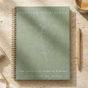 Cuaderno Protege tu paz Planificador de boda verde salvia
