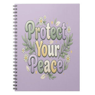 Cuaderno Protege tu paz – Tipografía de burbuja de autocuid