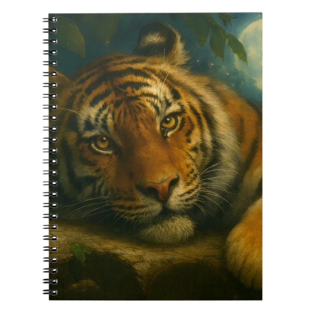 Cuaderno Protesta de tigres acuarelas en bosque nocturno (Frente)