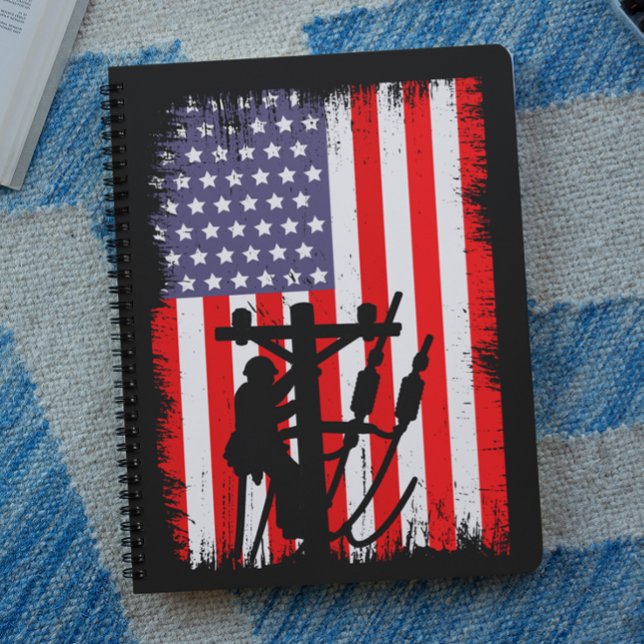 Cuaderno Proud American Lineman Patriotic Utility Worker (Proud American Lineman Patriotic Utility Worker Notebook)