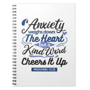 Cuaderno Proverbios 12:25 Versículo de la Biblia – Arte de