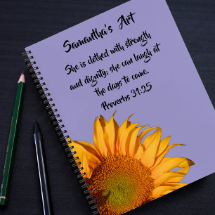 Cuaderno Proverbios 31:25 Biblia Verse Sunflower Sketchbook