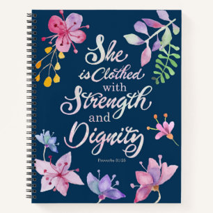 Cuaderno Proverbios 31:25 Ella está Vestida de Fuerza y Dig