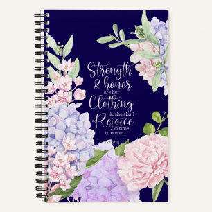 Cuaderno Proverbios 31:25 Fuerza y Honor Azul
