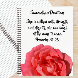 Cuaderno Proverbios 31:25 Rosa Roja Cristiana Devoción Pers