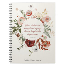 Cuaderno Proverbios 31:25 Rubor Pink Floral Prayer Journal