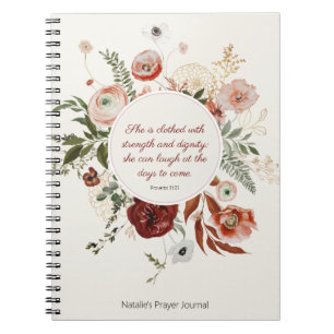Cuaderno Proverbios 31:25 Rubor Pink Floral Prayer Journal