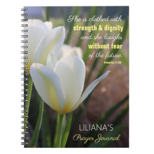 Cuaderno Proverbios 31:25 Tulip Prayer Journal