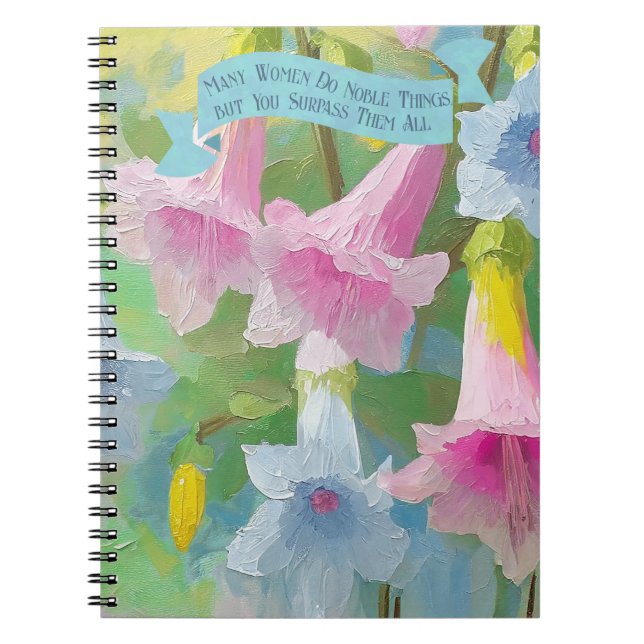 Cuaderno Proverbios 31:29 Las Escrituras Vencieron La Flora (Frente)