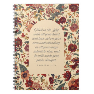Cuaderno Proverbios 3:5–6 Confía en el Señor Estilo Floral