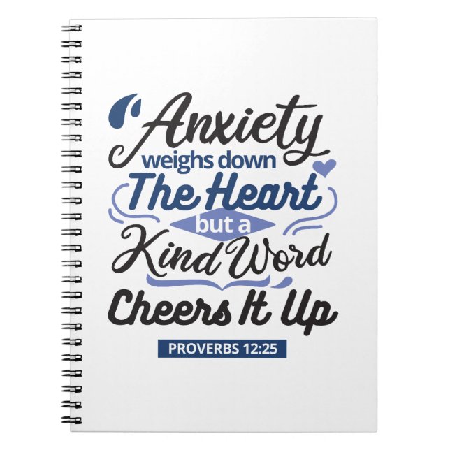Cuaderno Proverbs 12:25 Bible Verse – Kind Word Art (Frente)