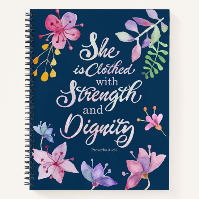 Cuaderno Proverbs 31:25 She is Clothed with Strength and Di (Anverso)