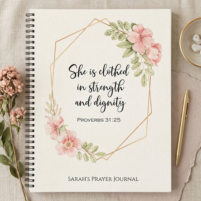 Cuaderno Proverbs 31:25 Strength and Dignity Personalized  (Subido por el creador)