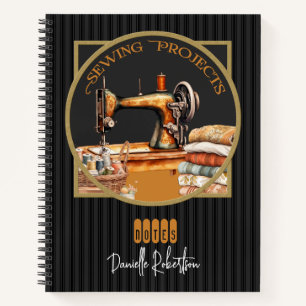 Cuaderno Proyectos de costura de color negro vintage