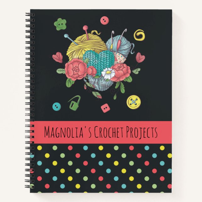 Cuaderno Proyectos de Crochet de Dot de Heart Yarn Polka (Anverso)