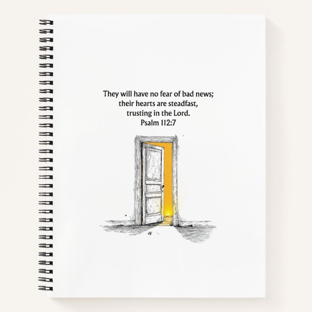 Cuaderno Psalm 112:7 Bible Verse Christian Journal Notebook (Anverso)