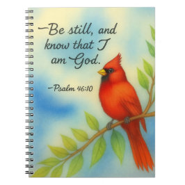 Cuaderno Psalm 46:10 Be Still Red Cardinal Scripture Nature