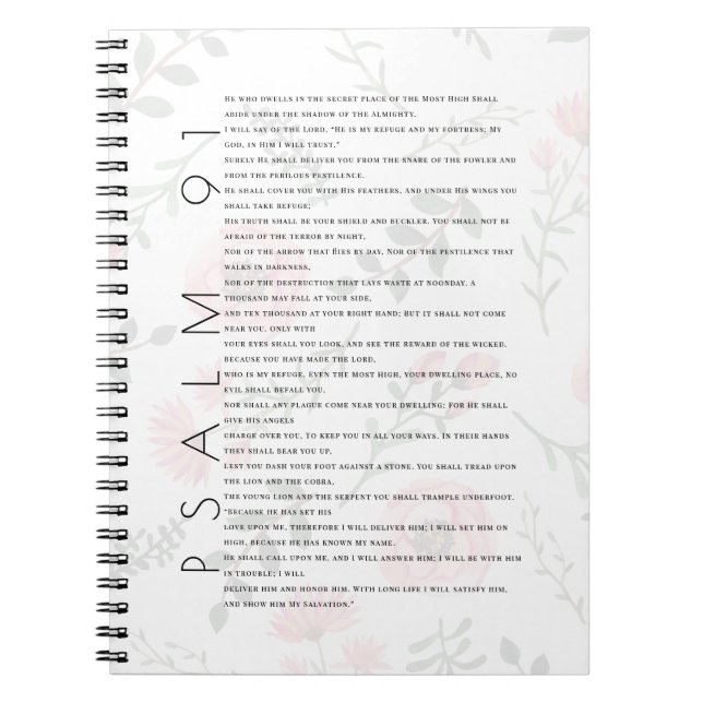 Cuaderno Psalm 91 Typography Christian Floral Journal (Frente)