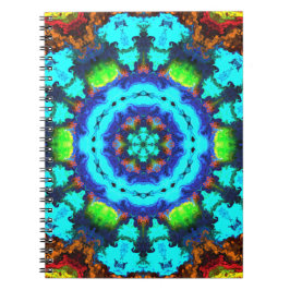 Cuaderno Psicodelia Hippie Flor Azul Naranja y Verde