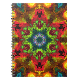 Cuaderno Psicodelia Hippie Flor Verde Rojo y Naranja