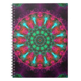 Cuaderno Psicodelia Hippie morado rosado y Verde azulado