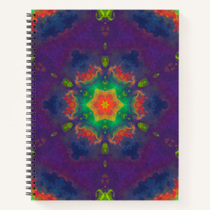 Cuaderno Psicodelia Hippie Naranja Púrpura y Verde
