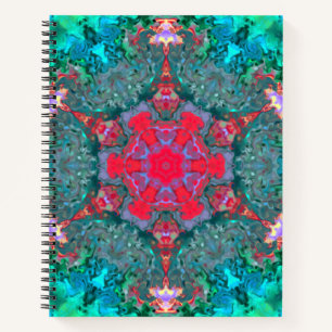 Cuaderno Psicodelia Hippie Rosa Verde azulado y Azul