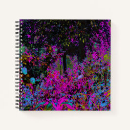 Cuaderno Psicodelia Rosa Caliente y Amanecer del Jardín Neg