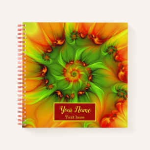 Cuaderno Psicodelic Colorful Moderno Resumen Nombre fractal