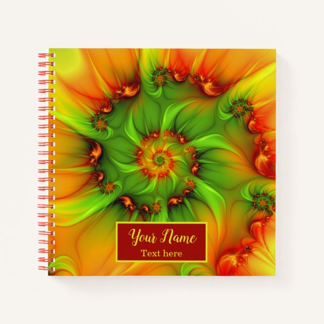 Cuaderno Psicodelic Colorful Moderno Resumen Nombre fractal (Anverso)