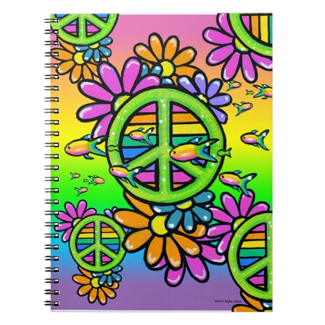 Cuaderno psicodélico del Hippie de la flor de la (Frente)