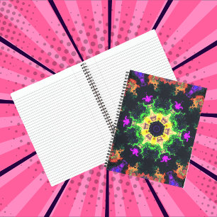 Cuaderno Psicodélico Mandala flor morado verde y amarillo