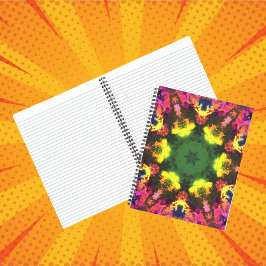 Cuaderno Psicodélico Mandala Flor rosa amarillo y verde