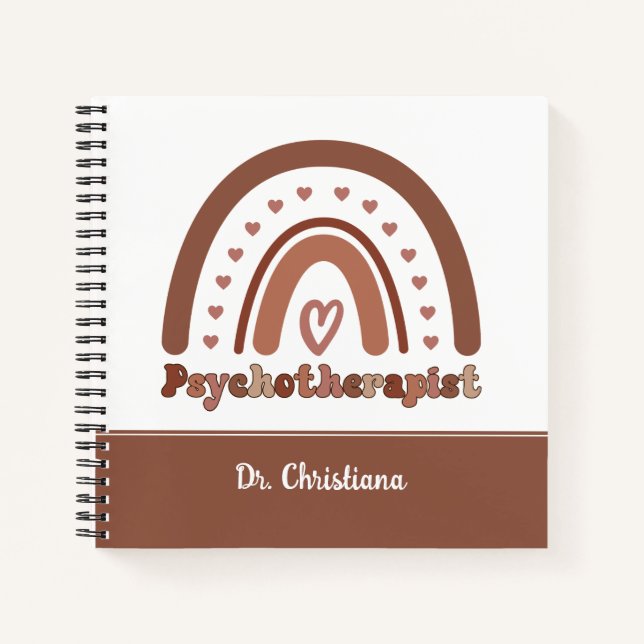 Cuaderno Psicoterapeuta Boho Rainbow personalizado (Anverso)