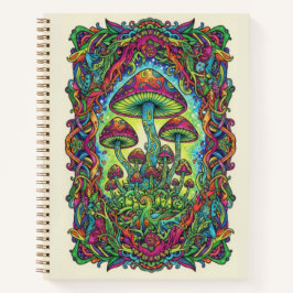 Cuaderno Psychedelic Neon Mushroom Forest Zen tangle