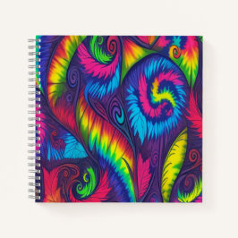 Cuaderno Psychedelic Tie Dye Rainbow Leaves Vibrant Spiral 