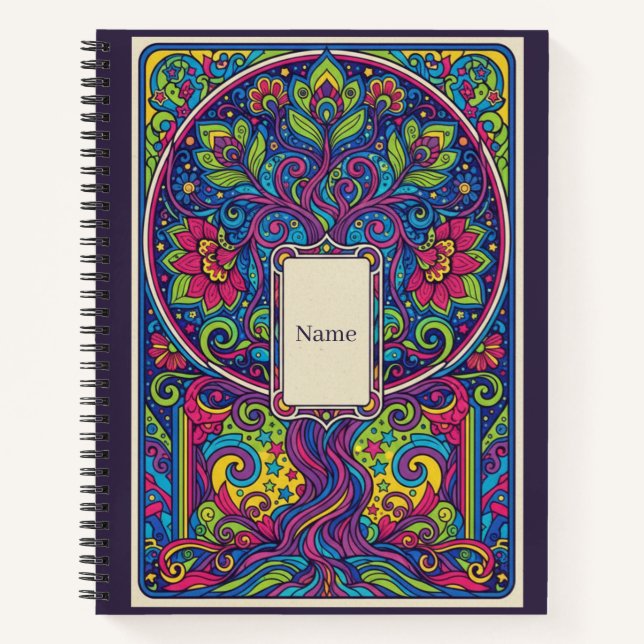Cuaderno Psychedelic Tree of Life Neon Mandala Journal (Anverso)