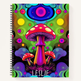 Cuaderno Psychedelic Vibrant Colorful Retro Mushrooms