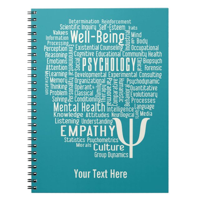 Cuaderno PSYCHOLOGY Word Cloud personalizado portátil en co (Frente)