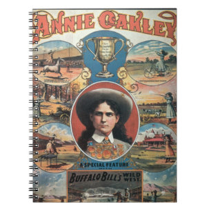 Cuaderno Publicidad de poster Annie Oakley que ofrece en