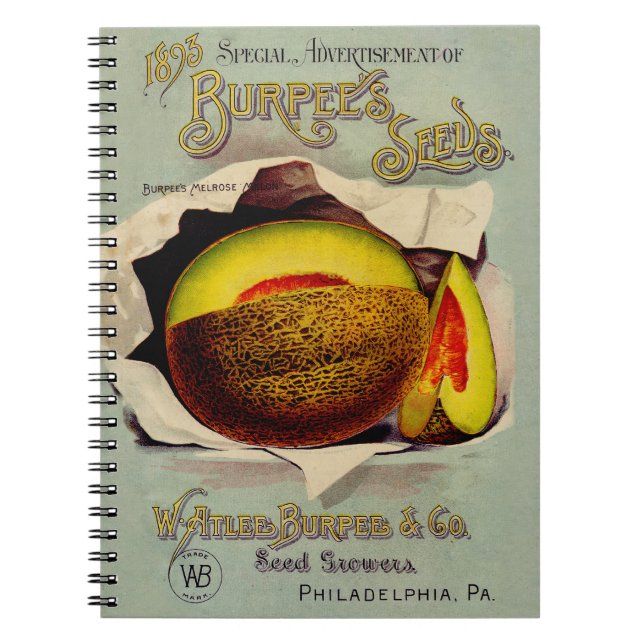 Cuaderno Publicidad de semillas cantaloupe Arte antiguo (Frente)